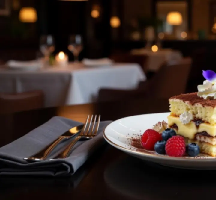 Gourmet desszert közeli fotója a BikeFlow Rent Lounge-ból